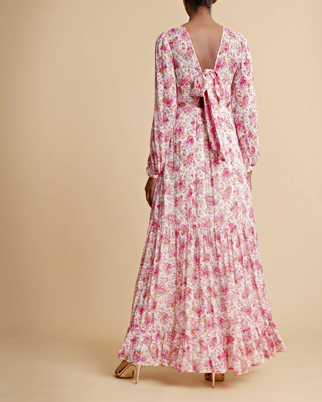 by Timo Pink Blossom Georgette Open Back Dress