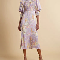 by Timo Vintage Bouquet Crepe Satin Midi Dress