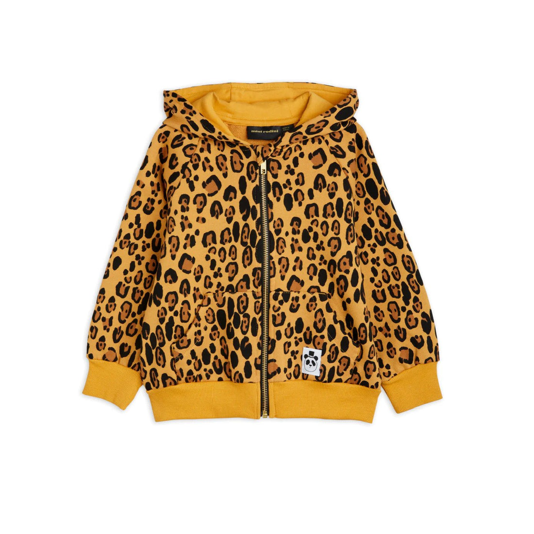 Mini Rodini Beige Basic Leopard Zip Hoodie