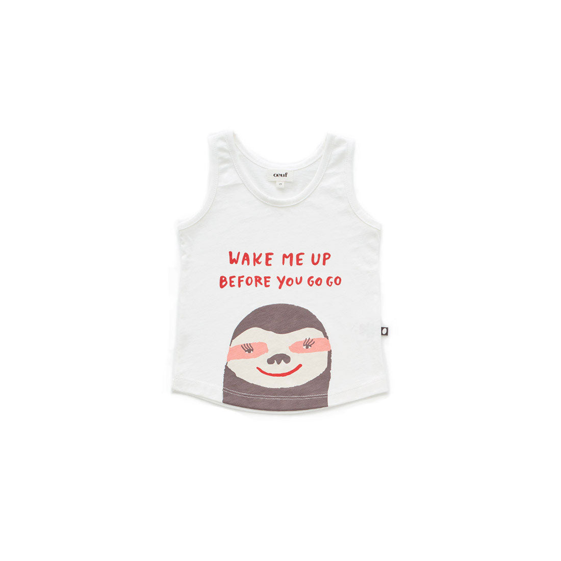 Oeuf White Sloth Tank Top