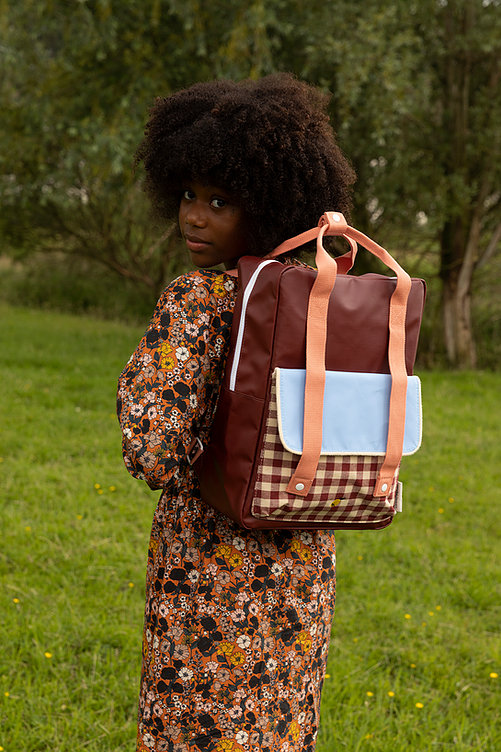 Sticky Lemon Cherry Red/Sunny Blue/Berry Swirl Gingham Large Backpack