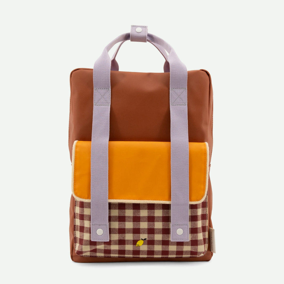 Sticky Lemon Chocolate Sundae/Daisy Yellow/Mauve Lilac Gingham Large Backpack