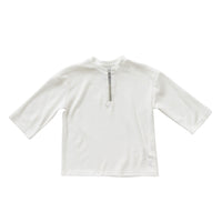 Hey kid Zip Terry Shirt- Three Quarter Sleeves- White