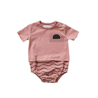 Hey kid Sun Logo Onesie- Blush
