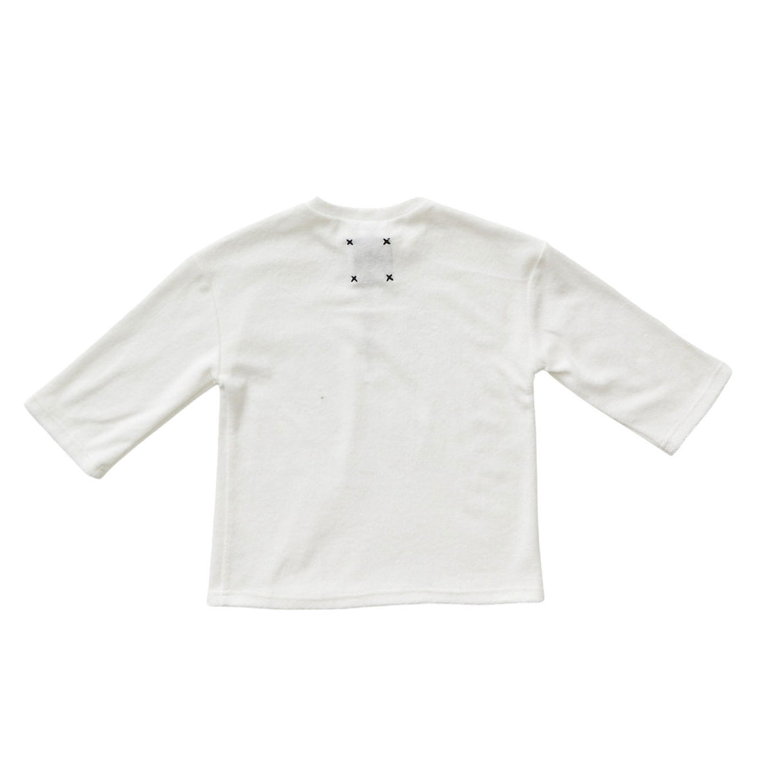 Hey kid Zip Terry Shirt- Three Quarter Sleeves- White