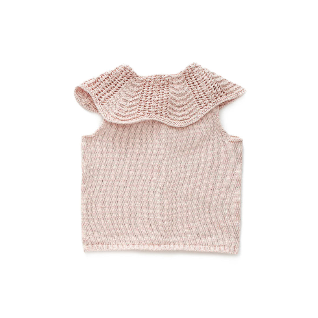 Oeuf Light Pink Scalloped Collar Knit Vest