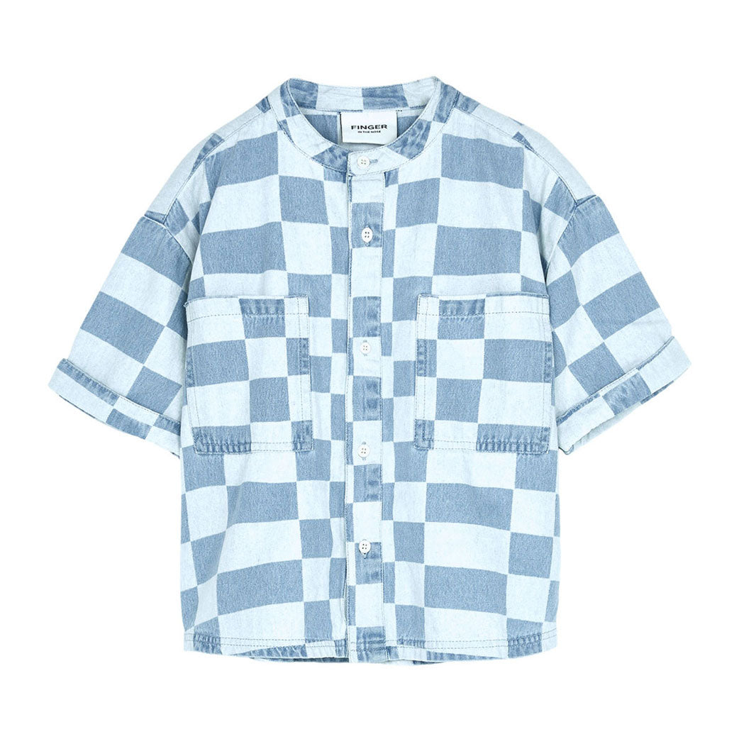 Finger in the Nose blouses Finger in the Nose Wonder Blue Denim Checkers - Oversized Shirt