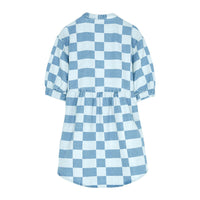 Finger in the Nose dresses Finger in the Nose Swing Blue Denim Checkers - Short Sleeve Shirt Dress