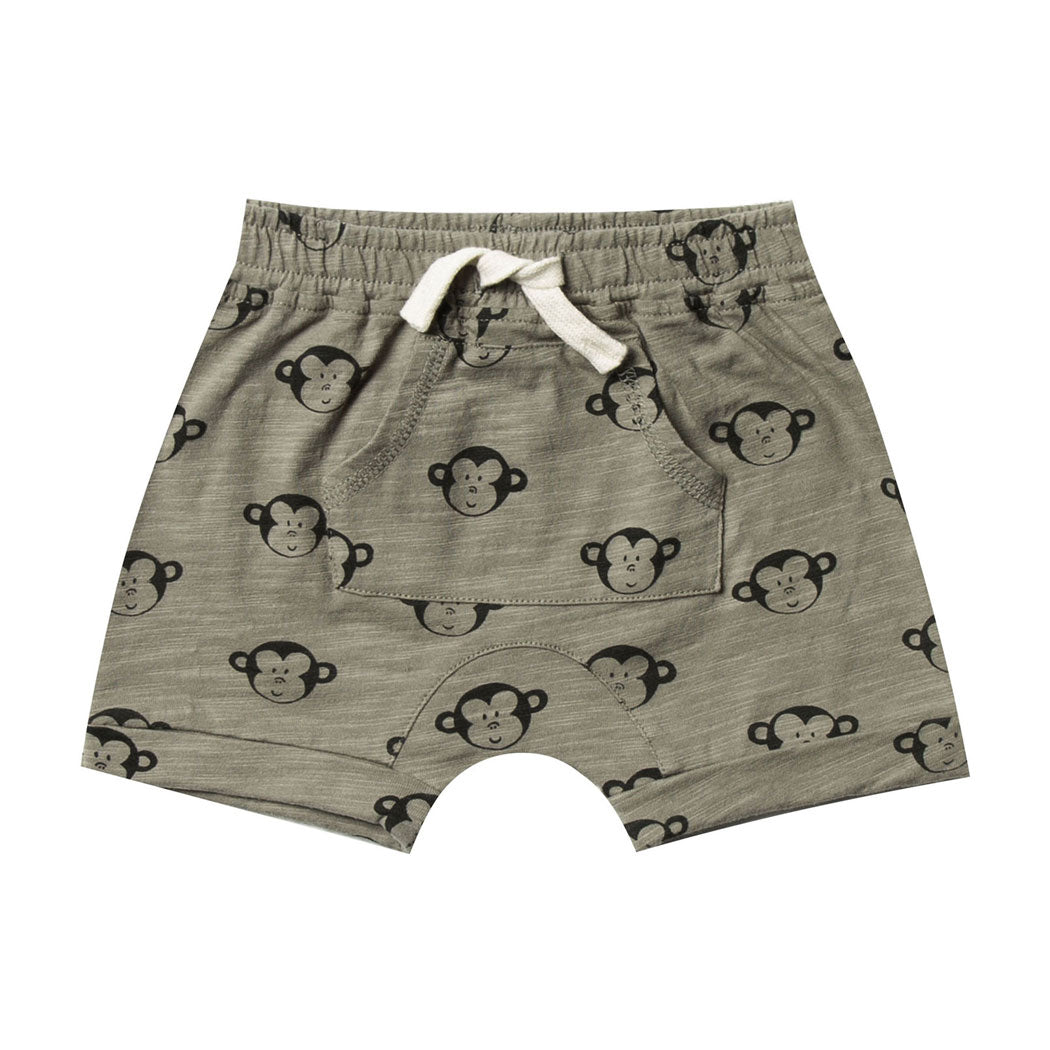 Rylee and Cru Olive Monkey Front Pouch Shorts