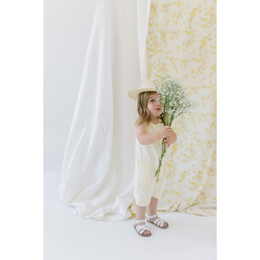 Fin and Vince Buttercream Double Strap Romper