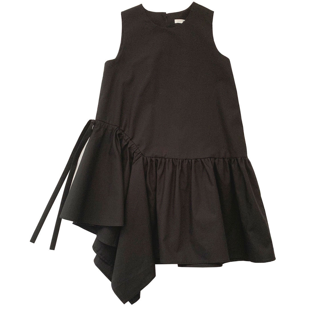 Dinui Black Layered Asymmetric Brenta Dress