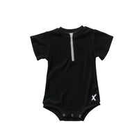 Hey kid Zip Terry Onesie- Black