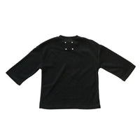 Hey kid Zip Terry Shirt- Three Quarter Sleeves- Black