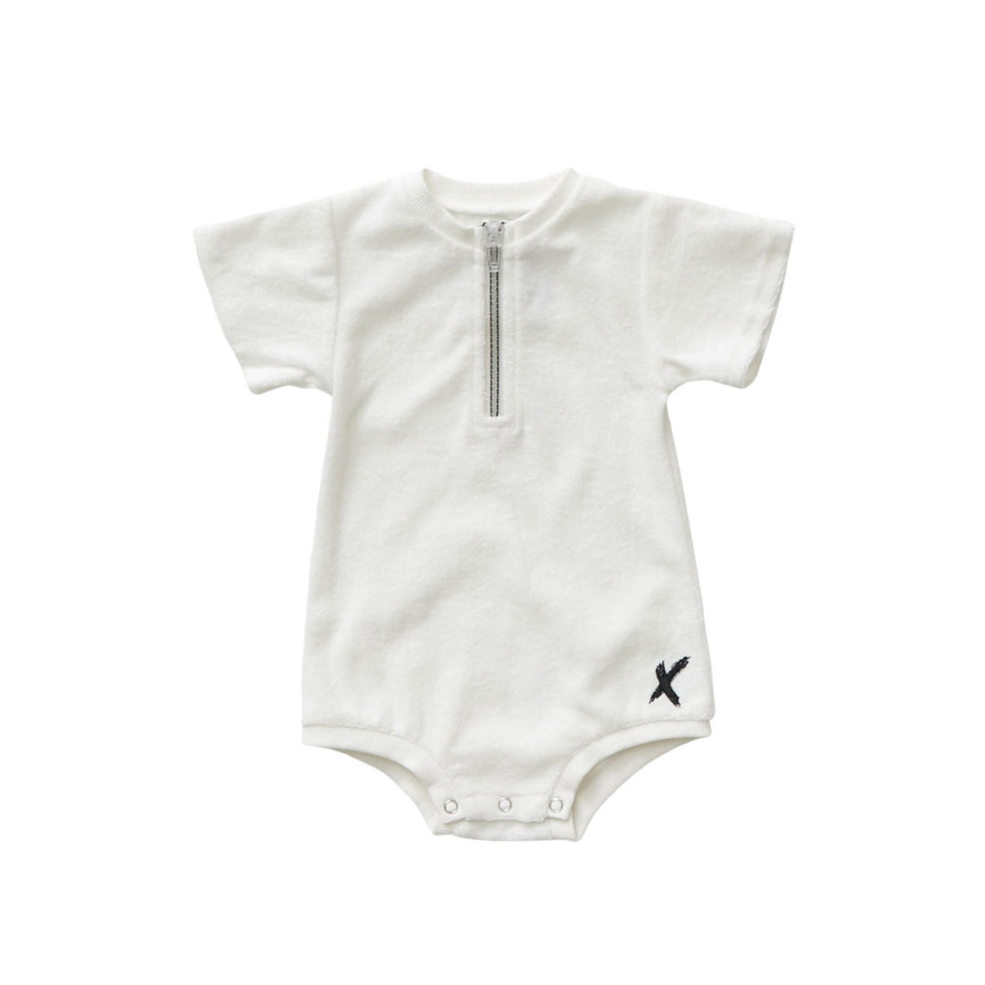 Hey kid Zip Terry Onesie- White