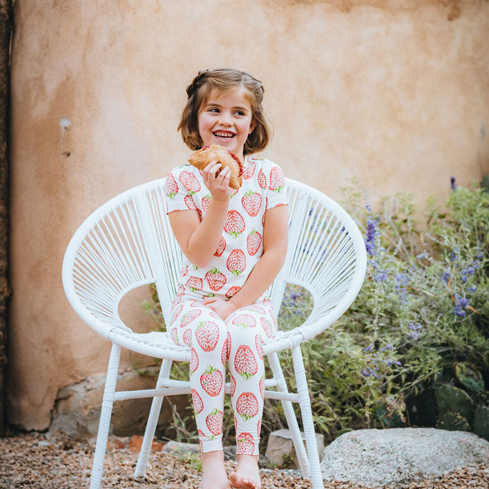 Pink Chicken Bamboo Pj Set - Strawberries