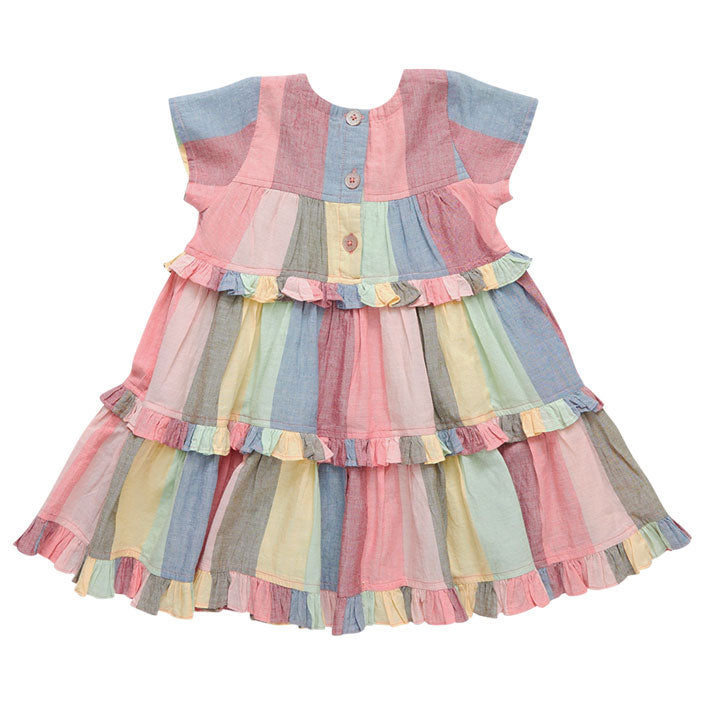 Pink Chicken Daphne Dress - Multi Wide Stripe