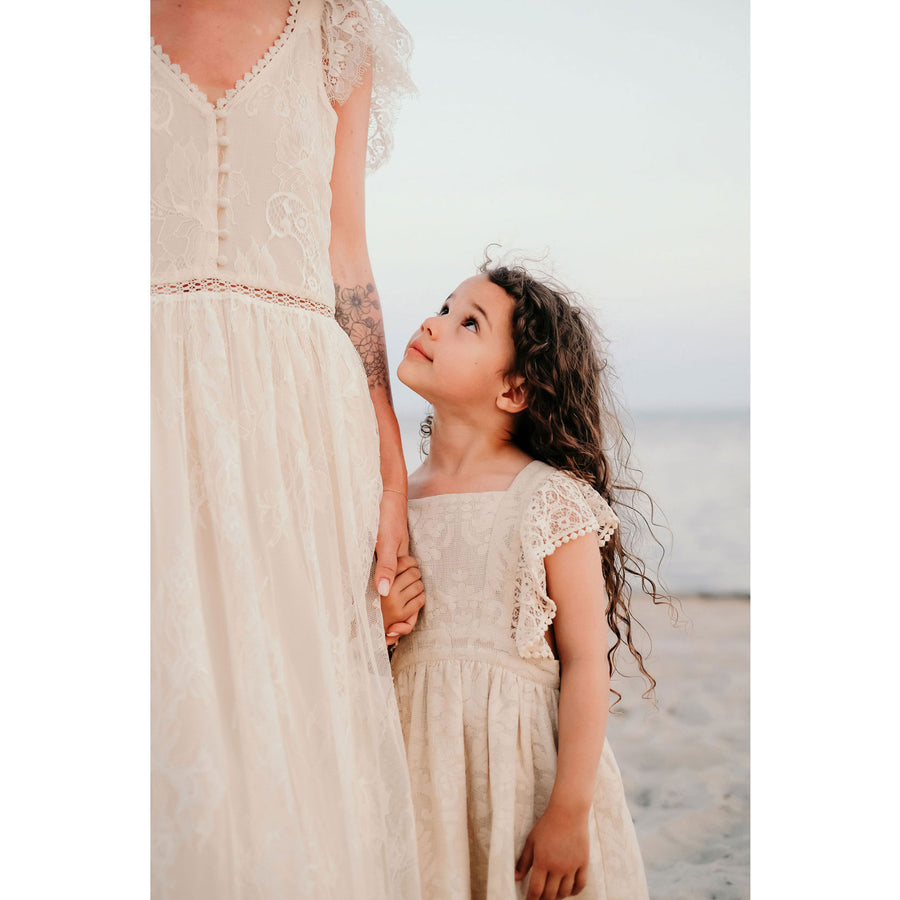 Louise Misha Cream Baroque Lace Cosala Dress