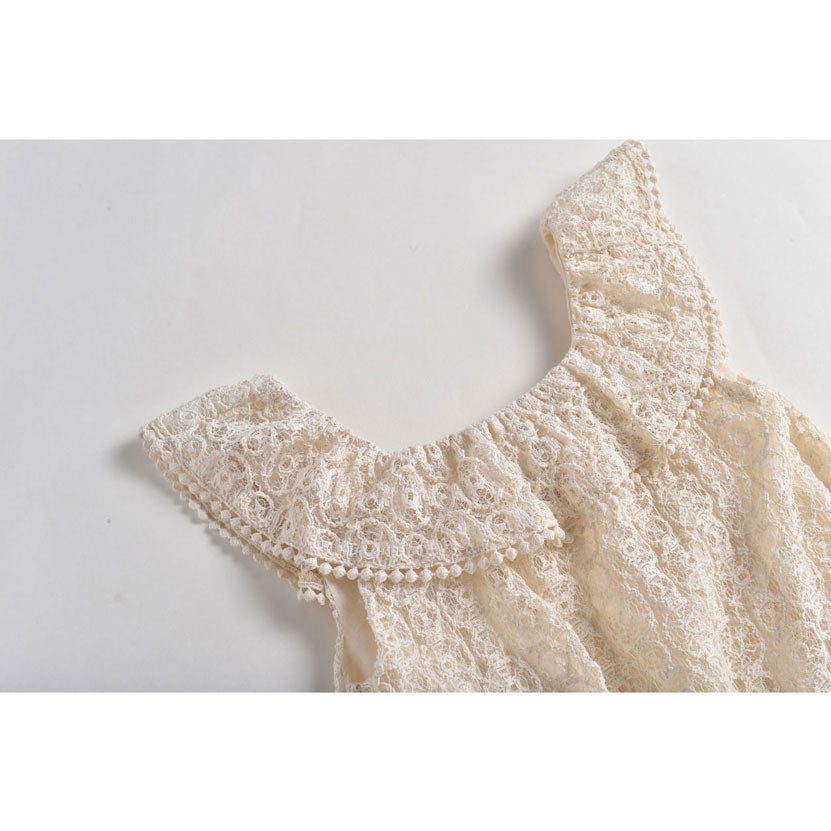 Louise Misha Cream Sparkle Lace Jonuta Dress