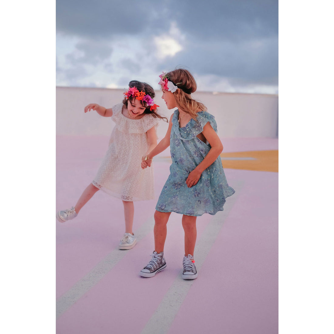 Louise Misha Cream Sparkle Lace Jonuta Dress