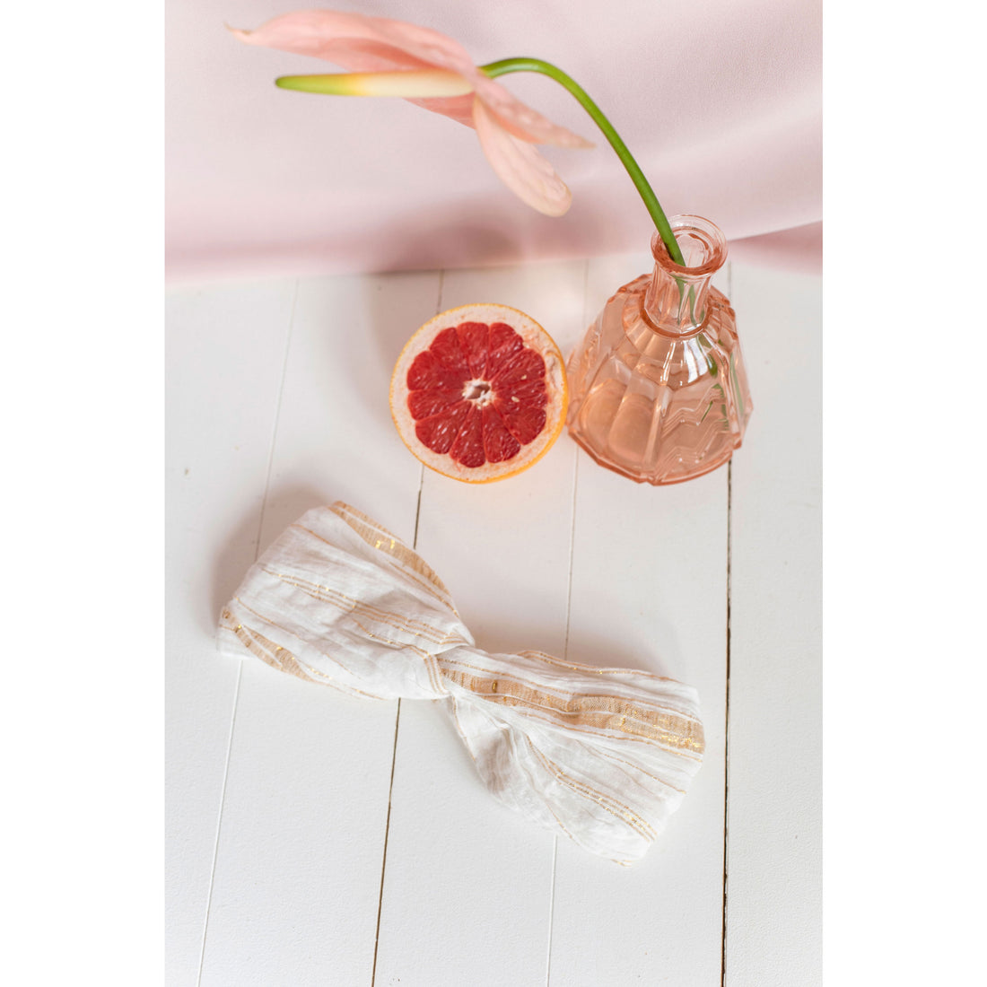 Louise Misha White/Gold Stripes Yuriria Headband