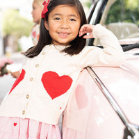 Pink Chicken Heart Pocket Sweater -Cream