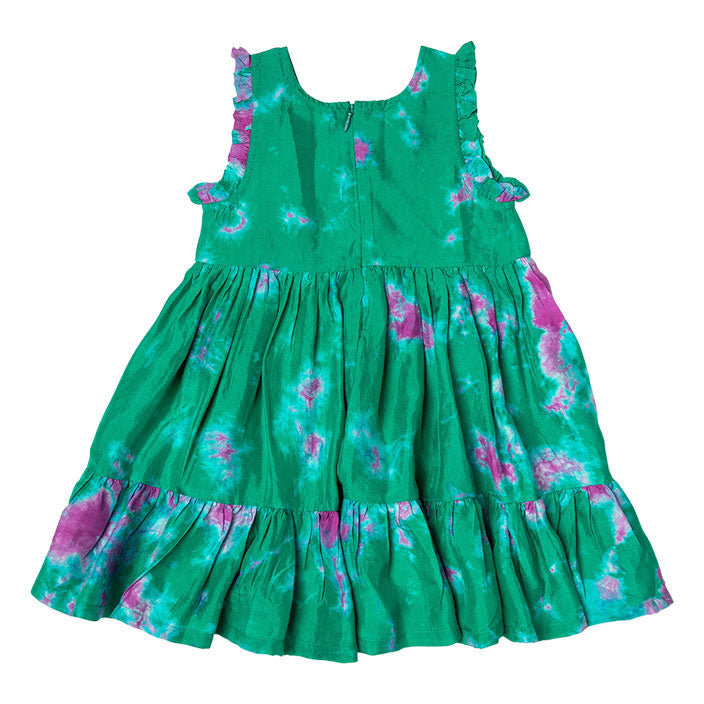 Pink Chicken Silk Kelsey Dress -Magenta Green Tie Dye
