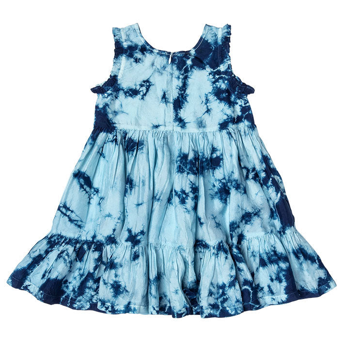 Pink Chicken Silk Kelsey Dress - Navy Sky Tie Dye