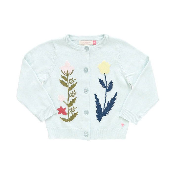 Pink Chicken Paper Floral Sweater - Light Aqua
