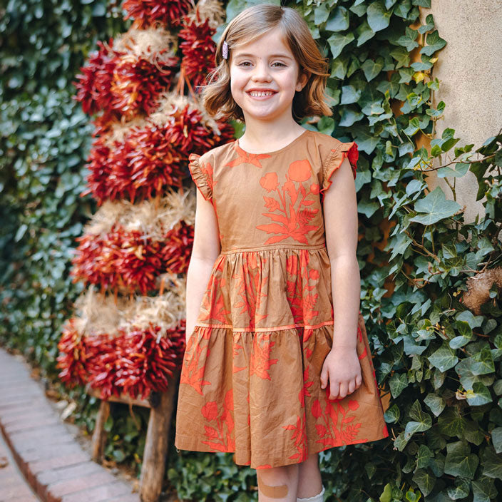 Pink Chicken Polly Dress - Latte Botanical
