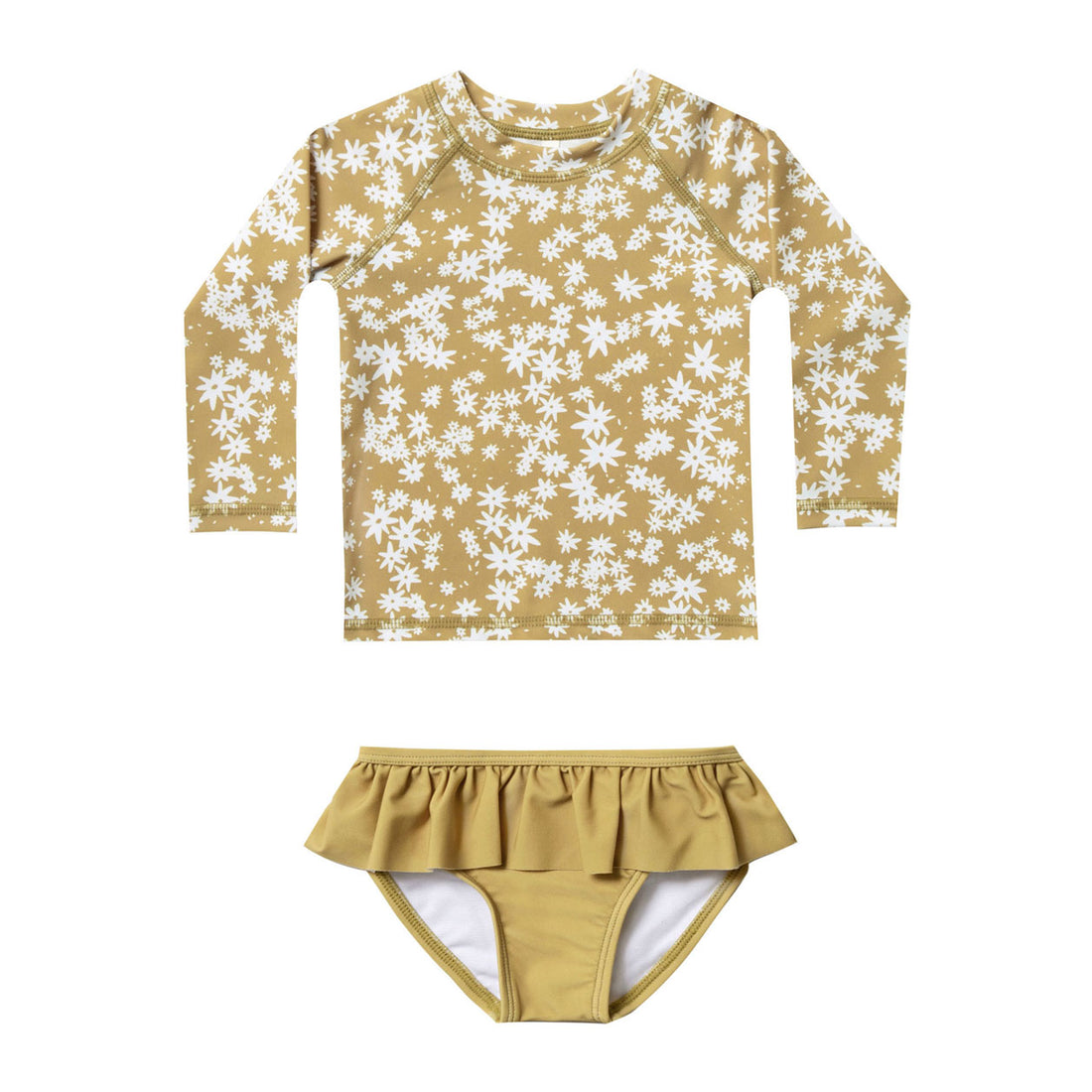 Rylee and Cru Citron Scattered Daisy Rashguard Set