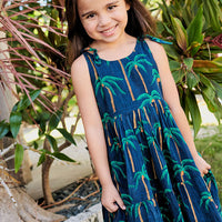 Pink Chicken Taylor Dress - Navy Palm Trees