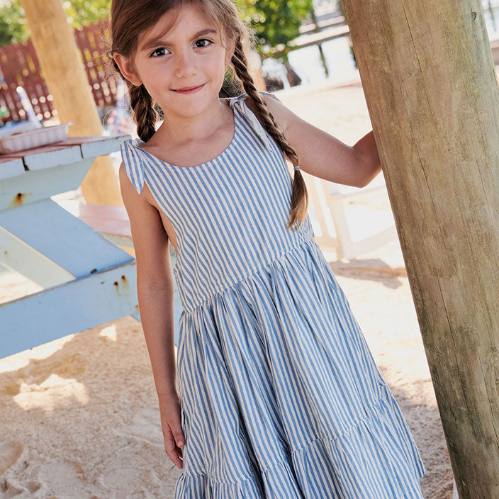 Pink Chicken Taylor Dress - Blue Skinny Stripe