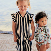 Pink Chicken Terry Coverup - Ocean Stripe