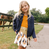 Pink Chicken Alexis Skirt - Navy Gold Flower