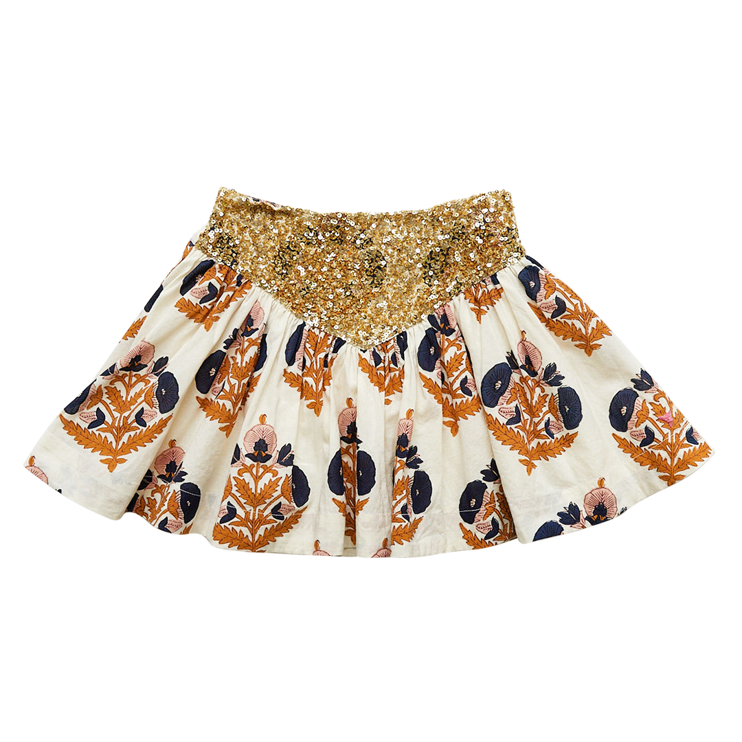 Pink Chicken Alexis Skirt - Navy Gold Flower