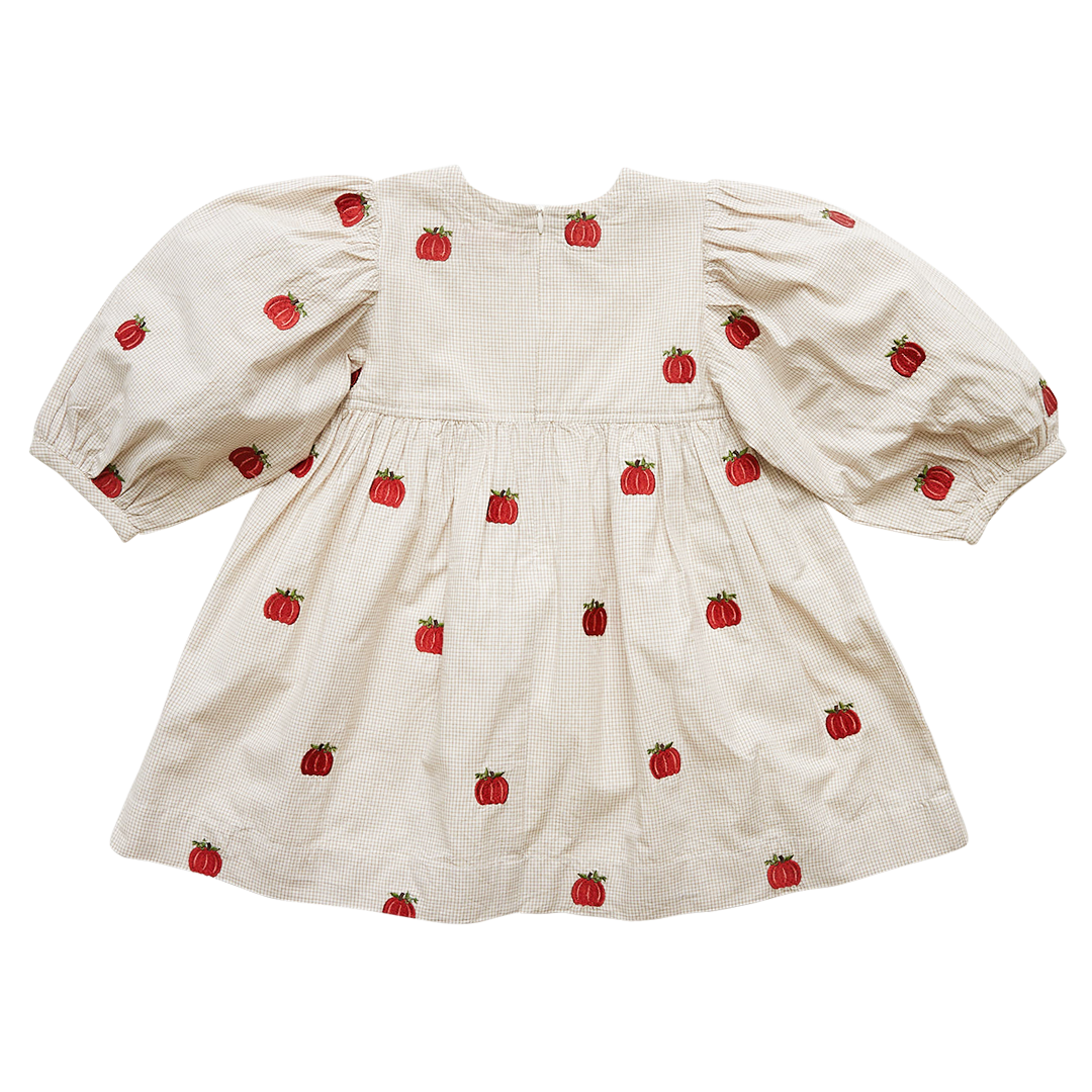 Pink Chicken Bea Dress - Pumpkin Embroidery