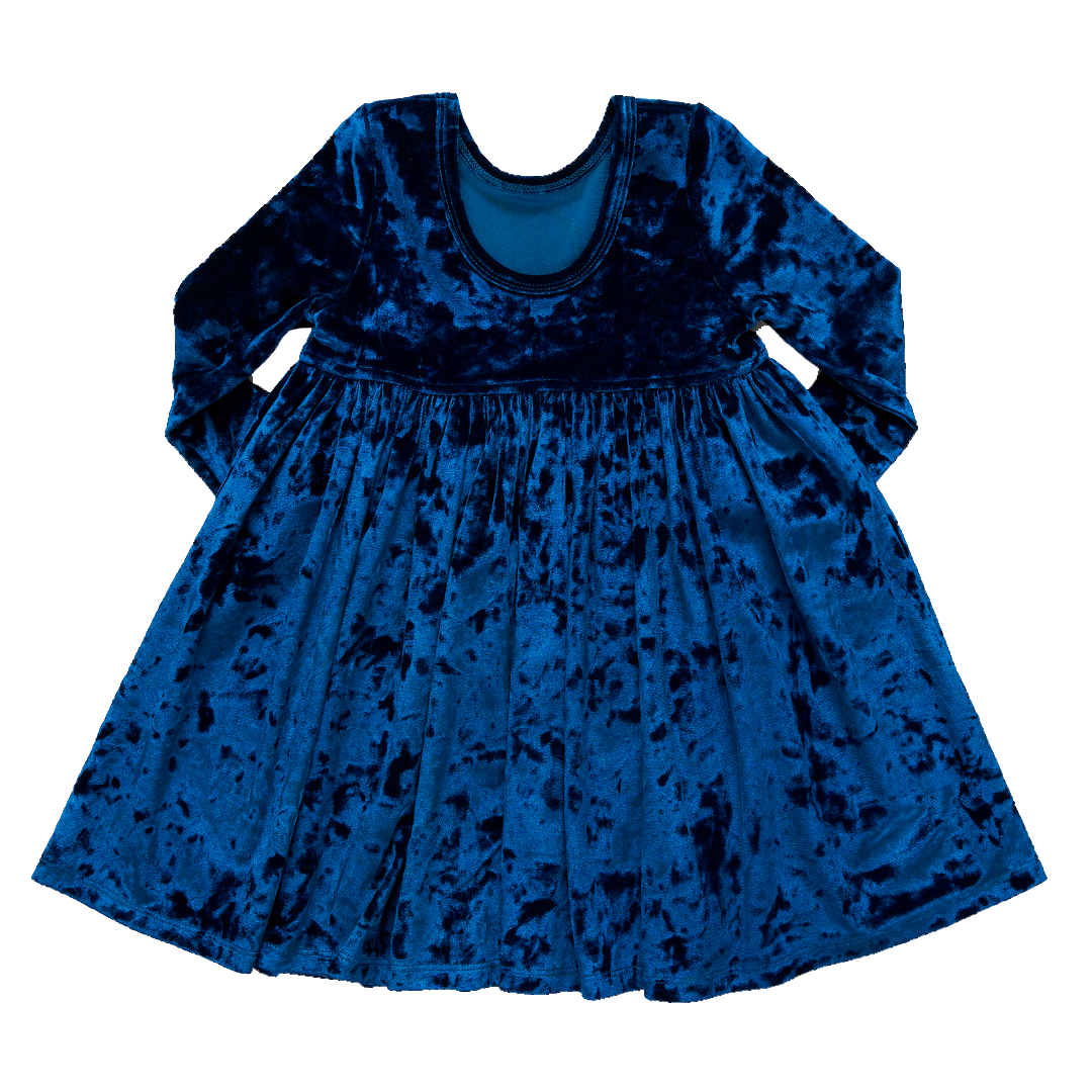 Pink Chicken Steph Dress - Crushed Blue Velvet