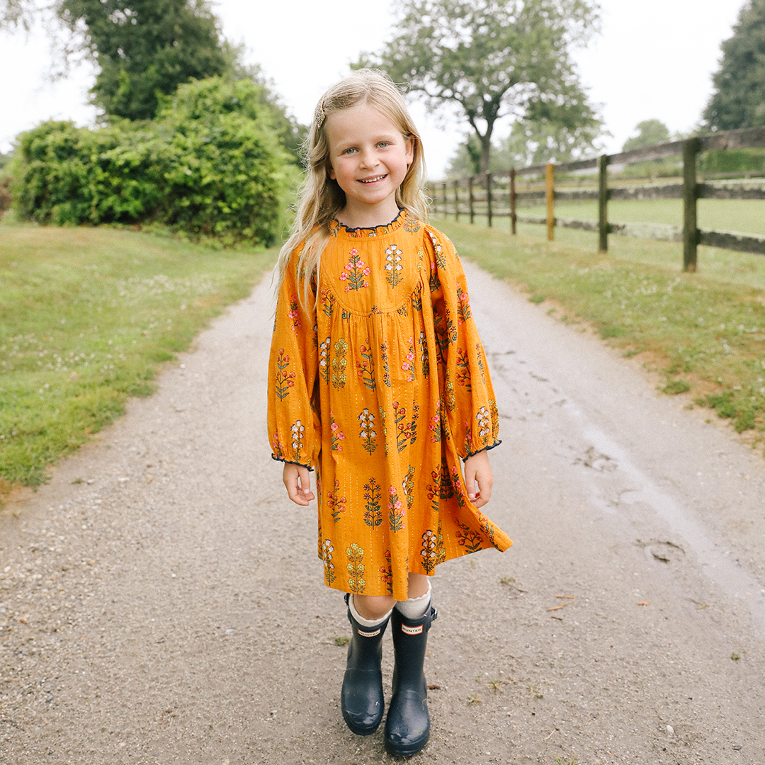 Pink Chicken Brayden Dress - Gold Field Floral