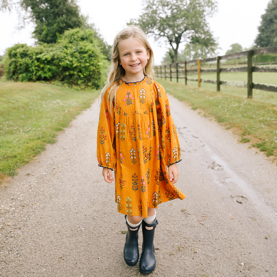 Pink Chicken Brayden Dress - Gold Field Floral