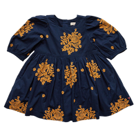 Pink Chicken Brooke Dress - Navy Embroidery
