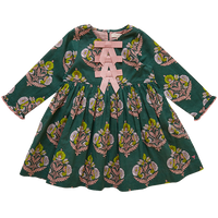 Pink Chicken Hermione Dress -Hunter Green Flower