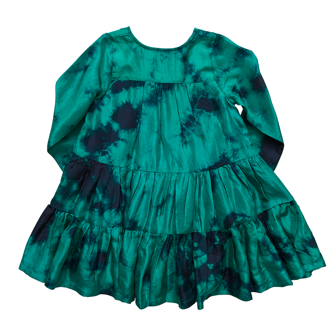 Pink Chicken Silk Penelope Dress - Green/Dark Navy
