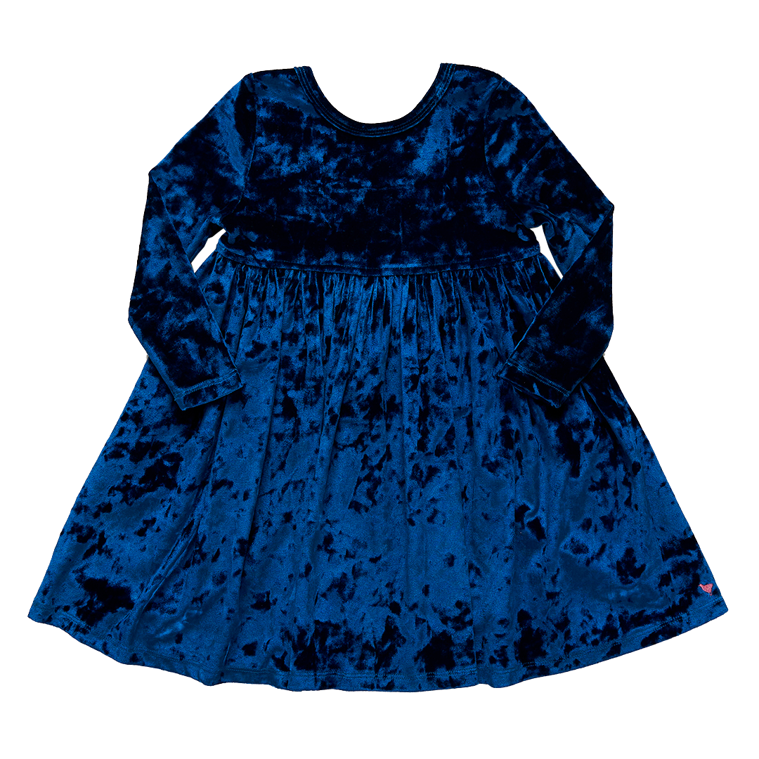 Pink Chicken Steph Dress - Crushed Blue Velvet