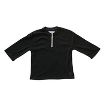 Hey kid Zip Terry Shirt- Three Quarter Sleeves- Black