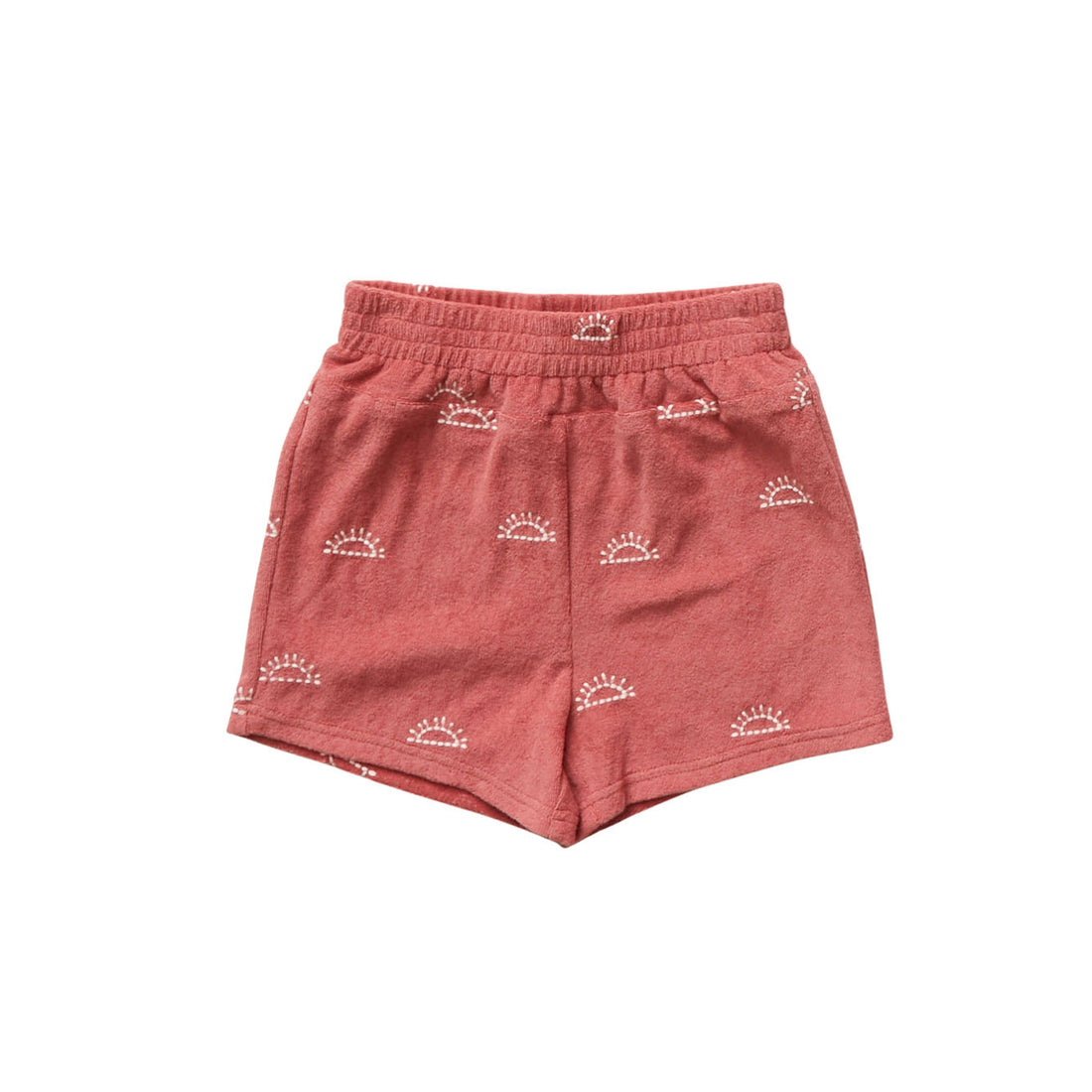 Hey kid Red Embroidered Sun Terry Shorts