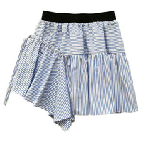 Dinui Blue Stripe Layered Asymmetric Skirt