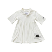 Hey kid White Ribbed Polo with Sun Logo Dress