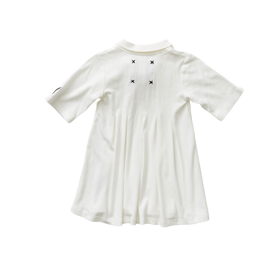 Hey kid White Ribbed Polo with Sun Logo Dress