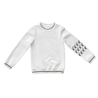 Hey kid White/Teal Embroidered Beach Sweatshirt