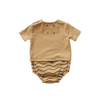 Hey kid Sun Logo Onesie- Tan